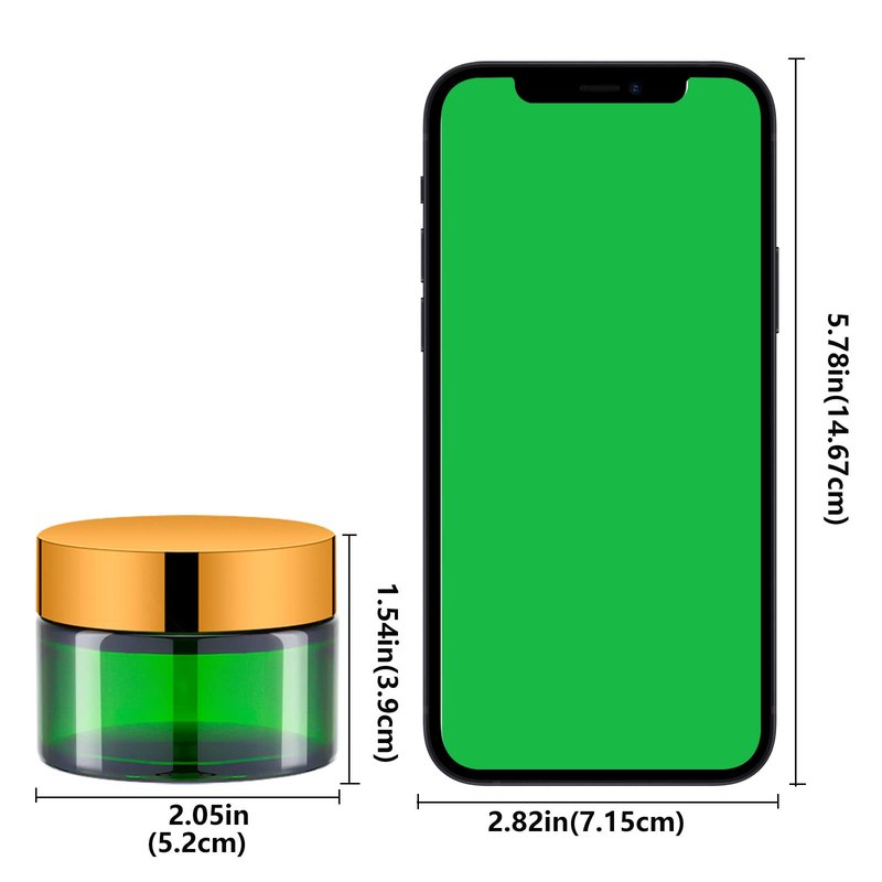 Lil Ray 1 oz Round Green Glass Jar with Inner Liners and Gold Lid (24pcs)