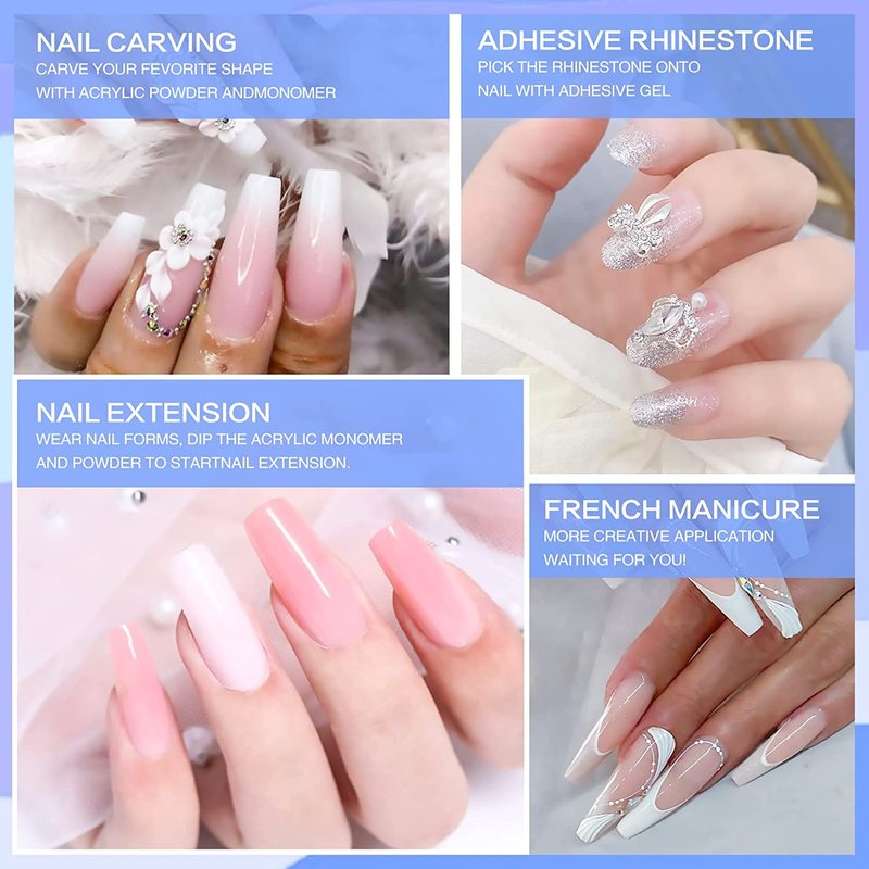 Morovan Acrylic Nail Kit - Professional Acrylic Nail Kits Set Acrylic Powder Set with Everything for Beginners Glitter Powder Acrylic Brush for Nail Art Extension
