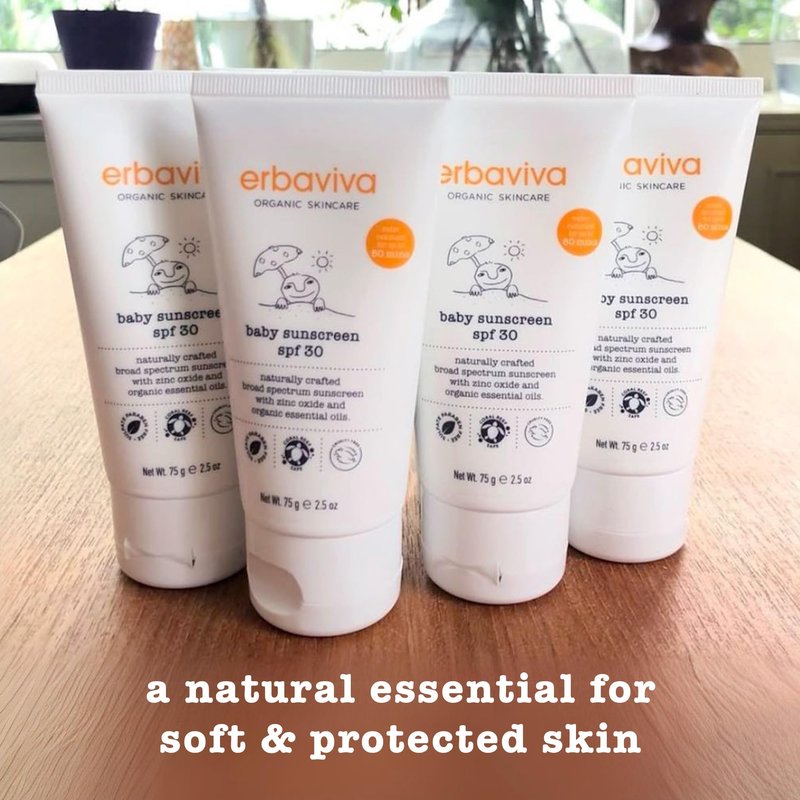 Erbaviva Organic Baby Sunscreen 2.5 Ounce - Coral Reef Safe, Natural, UVA & UVB Protection, Water Resistant, Infused with Essential Oils
