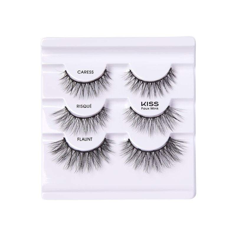 KISS Magnetic Curation False Eyelashes, 3 Pair with 5 Double Strength Magnets, Wind Resistant, Dermatologist Tested, Last Up To 16 Hours, Reusable Up To 15 Times in 3 Styles, Black, 3 Count