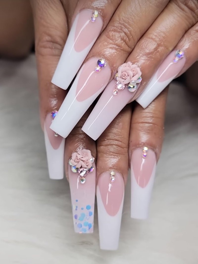 HaFloNa 3D Rose Acrylic Flowers Charms Handmade by Acrylic Powder - Short & Medium Size Set 24 Pcs 3D Flower Nails Art | Exquisite Floral Accents for Crafts and Designs Salo Deco (3 Roses)