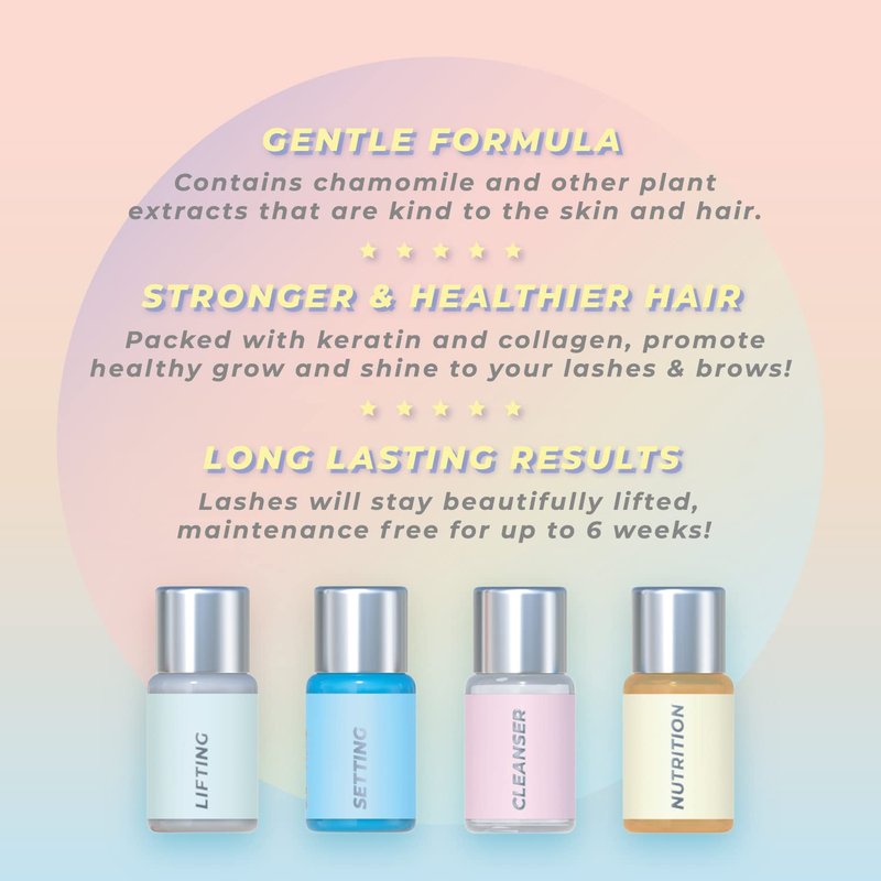 Keratin Lash Lift Kit | Eyelash Perm Kit | Semi-Permanent LVL Curling & Lifting Eyelashes | Lasts Up to 6 Weeks | Includes All Tools | Home & Salon Use | Vegan Eyelash Lift Kit | Miya Lash
