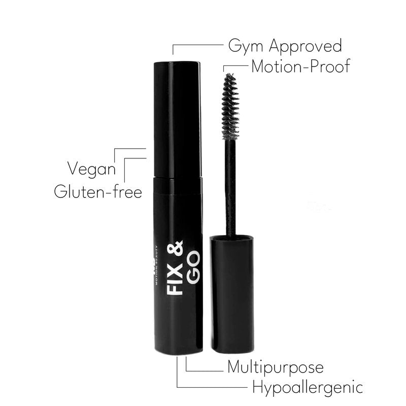 Fix & Go: Clear Waterproof Eyebrow Gel with Brush, Gym-Ready, Workouts & Sports Longwear Definition, Sweat Proof Makeup for Brows, Multiuse for Flyaway Hair and Lashes, 0.14 Fl Oz