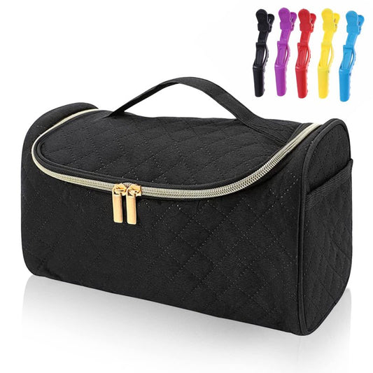 FRMARCH Travel Storage Bag Compatible with Dyson Airwrap Styler, Portable Travel Organizer with Clips for Airwrap Hair Styler Case and Attachments, Cosmetic Travel Cases with Hanging Hook, Black