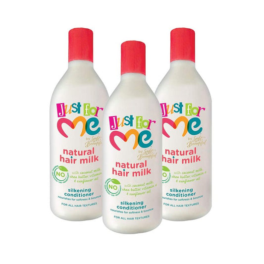 Just For Me Natural Hair Milk Silkening Conditioner, Nourishes For Softness & Bounce, With Coconut Milk, Shea Butter, Vitamin E & Sunflower Oil, 13.5 Ounce (3 Pack)