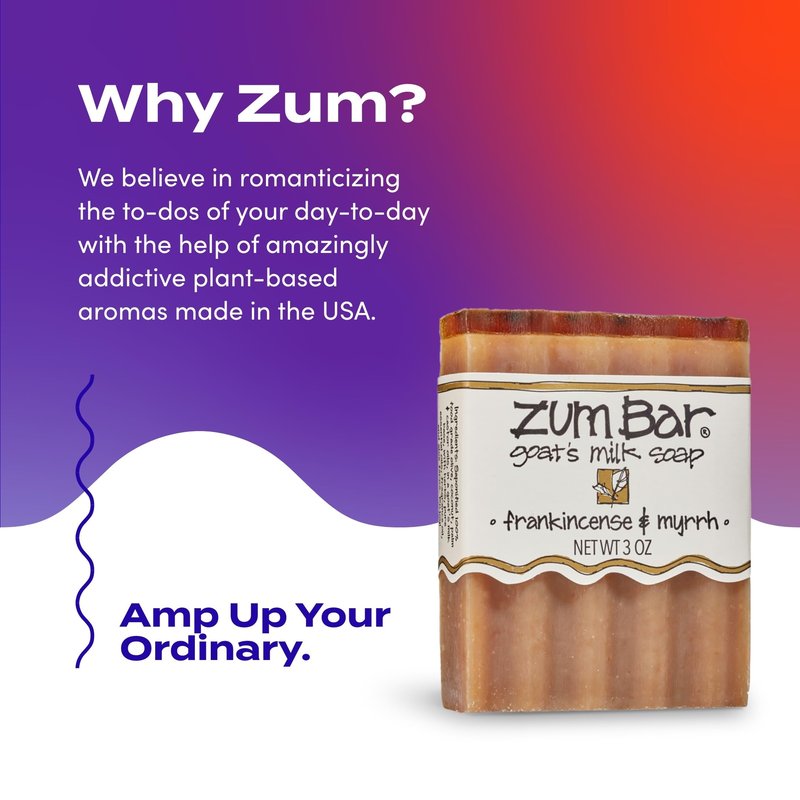 Indigo Wild Zum Goat's Milk Soap Bar - Bar Soap for Hands & Body Made with Essential Oils - 3 oz - Frankincense & Myrrh (3 Pack)