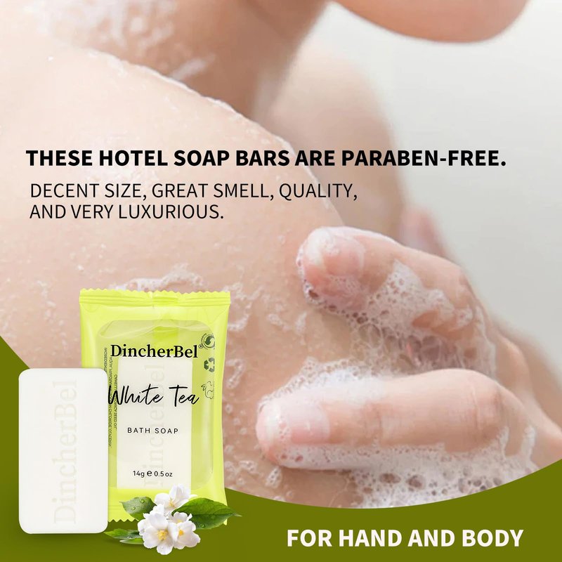 DincherBel 200 Pack 0.5oz Small Soap, Mini Rectangles Cleansing Bars Soap Bulk Travel Size, Individually Wrapped Toiletries Amenities for Hotel, Airbnb, Shelter, Camping and Travel