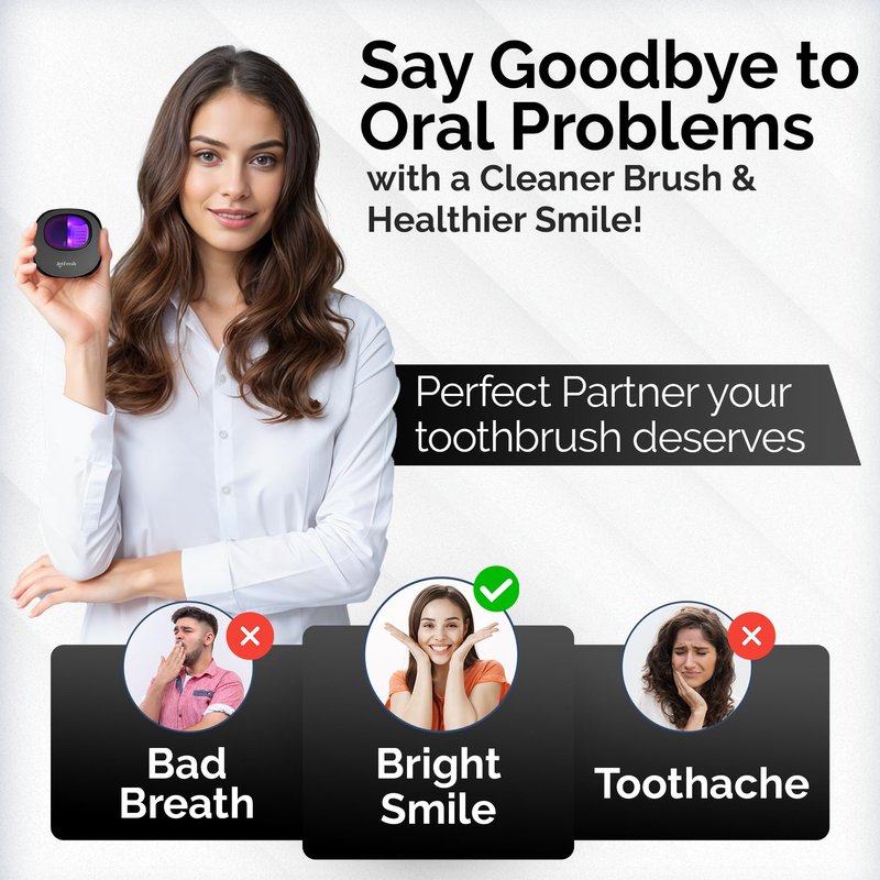 Portable UV Toothbrush Sanitizer Holder & Cleaner with UV Light & Magnetic Mounting - Rechargeable Toothbrush Sanitizer for Travel Cover, Wall Mounted UV Tooth Brush Sanitizer Holder Fits Most Brushes